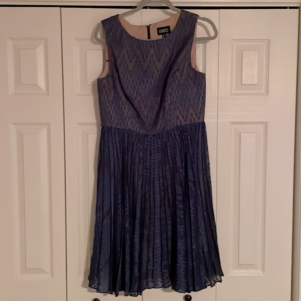 Adrianna Papell Navy and Sheer Cocktail Dress